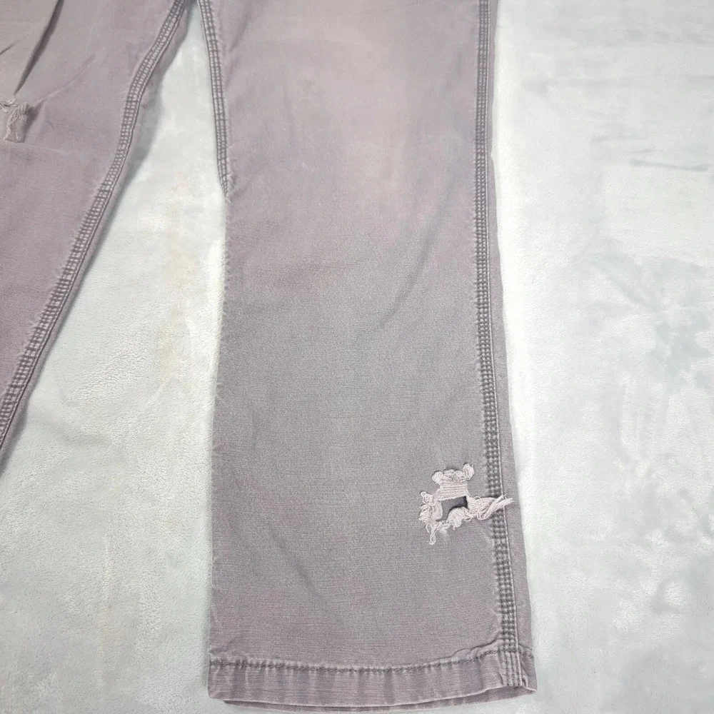Carhartt Pants 38x32 Men Gray Canvas Rugged Flex Thick Work Distressed Relaxed